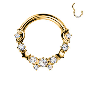 Piercing Cerchio Clicker con Stelle e Cristalli