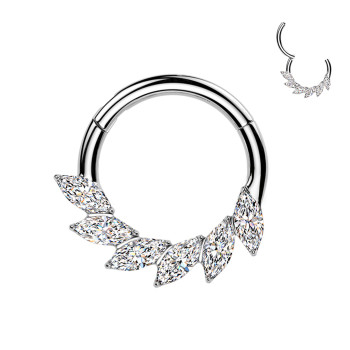 Ice Crystal Leaf Hoop Piercing