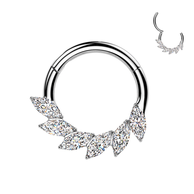 Ice Crystal Leaf Hoop Piercing