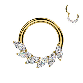 Ice Crystal Leaf Hoop Piercing