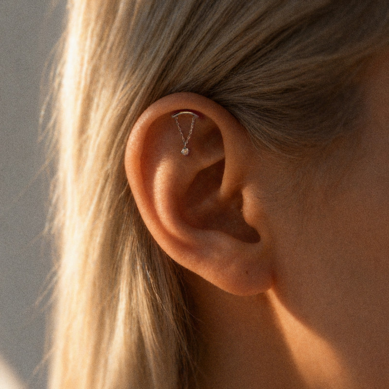 Piercing Labret con Pendente  e Cristallo con Filettatura Interna, Helix